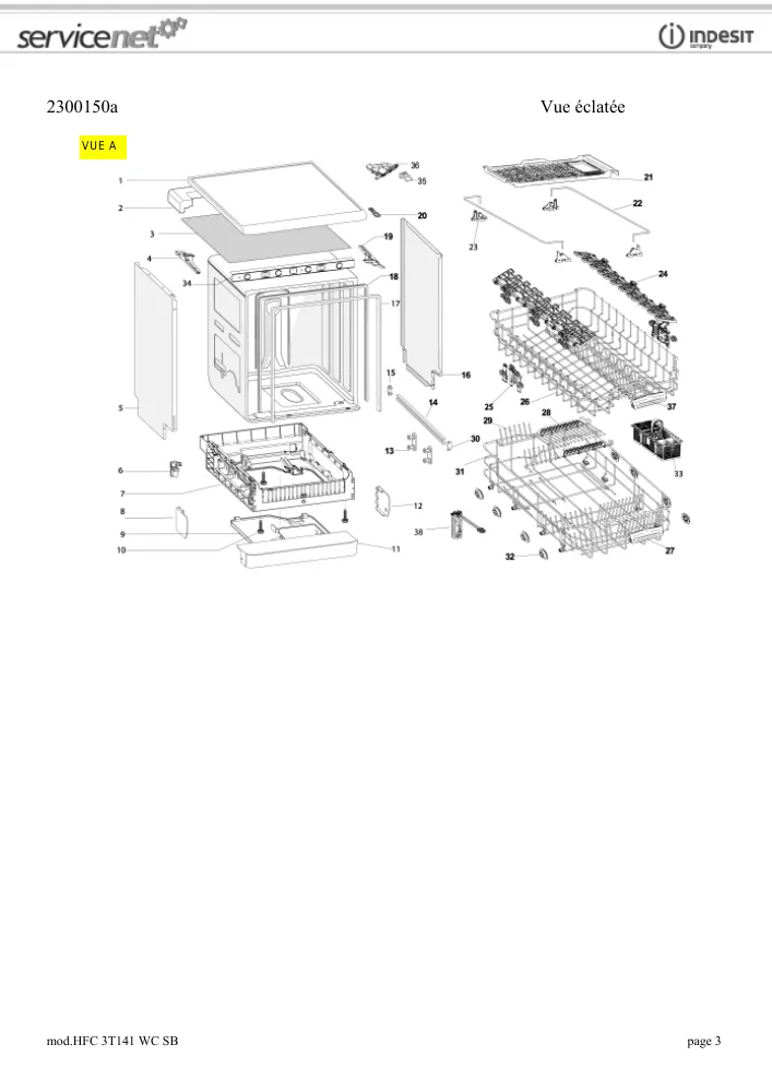 Vue éclatée HOTPOINT-ARISTON HFC3T141WCSB 160980