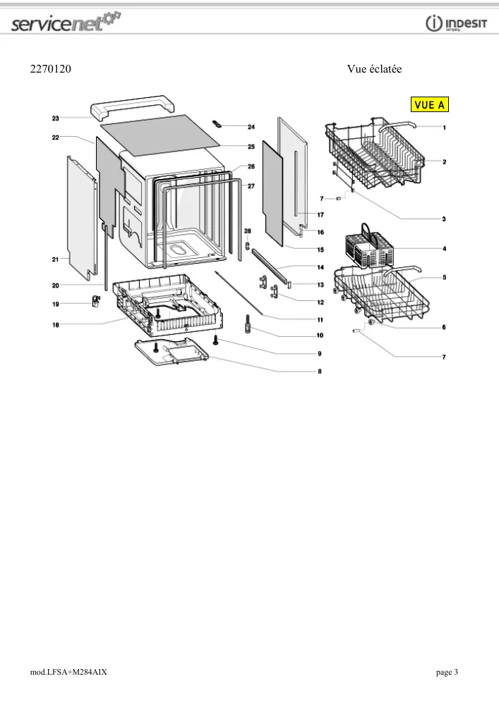 Vue éclatée HOTPOINT-ARISTON LFSA+M284AIX 78194