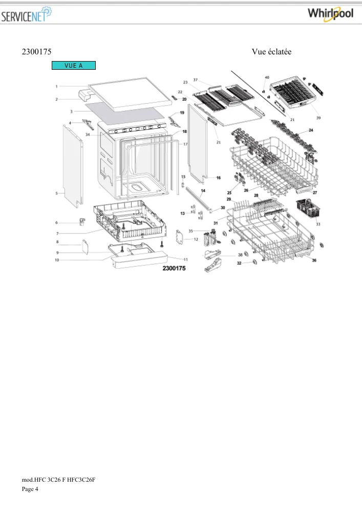 Vue éclatée HOTPOINT-ARISTON HFC3C26F 105457