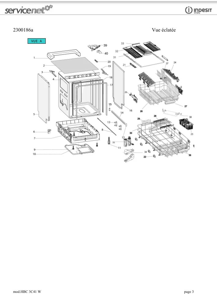 Vue éclatée HOTPOINT-ARISTON HBC3C41W 161054
