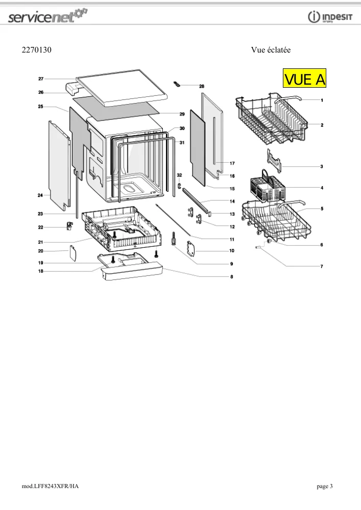 Vue éclatée HOTPOINT-ARISTON LFF8243XFR.HA LFF8243XFRHA 55779