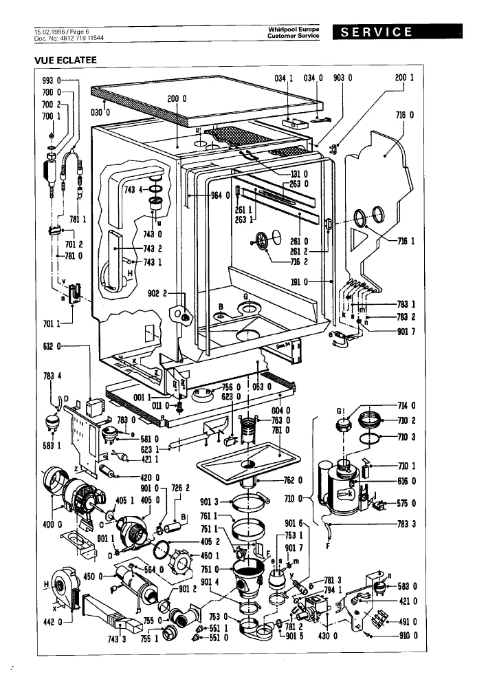 Vue éclatée BAUKNECHT GSF3154.S.D.BR GSF3154SDBR 854615401400