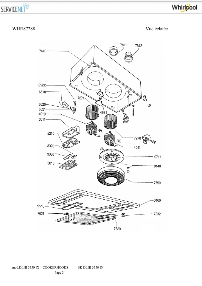 Vue éclatée BAUKNECHT DLHI3350IN 857416516050