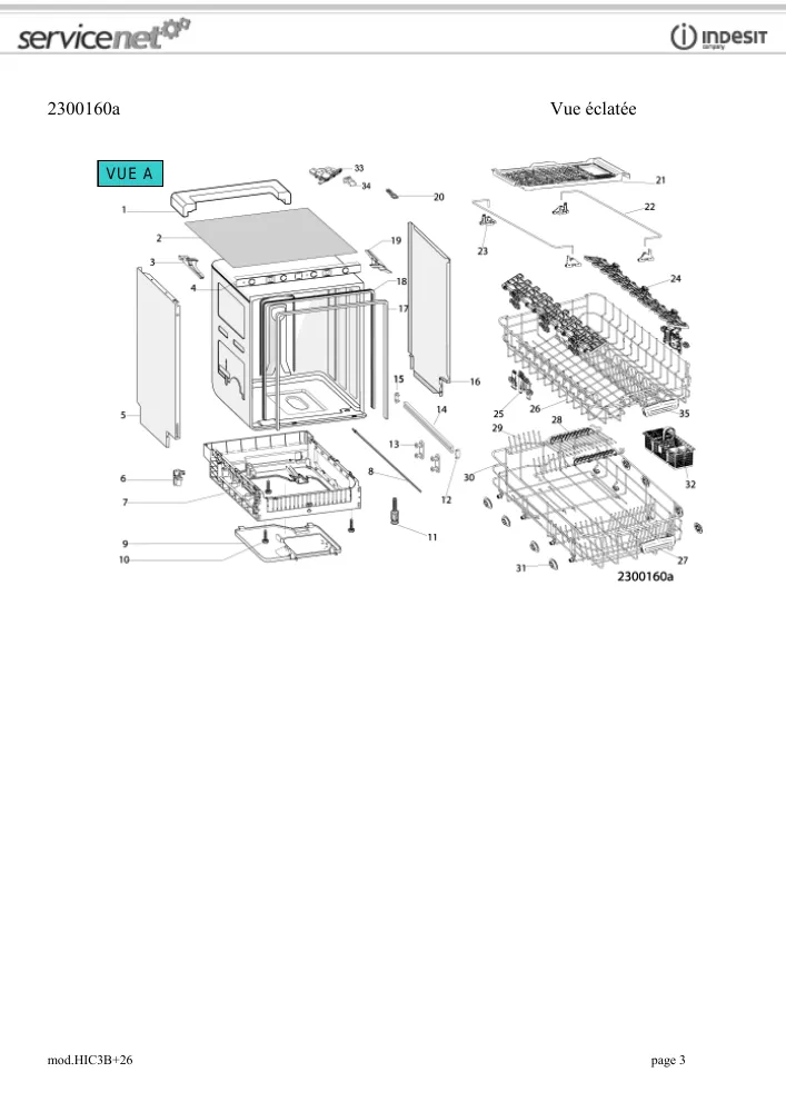 Vue éclatée HOTPOINT-ARISTON HIC3B+26 105423
