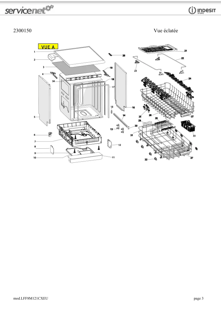 Vue éclatée HOTPOINT-ARISTON LFF8M121CXEU 82845