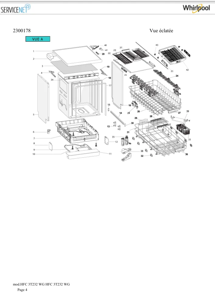 Vue éclatée HOTPOINT-ARISTON HFC3T232WG 160354