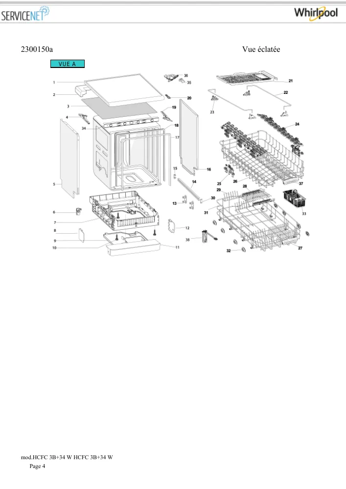 Vue éclatée HOTPOINT-ARISTON HCFC3B+34W 163149