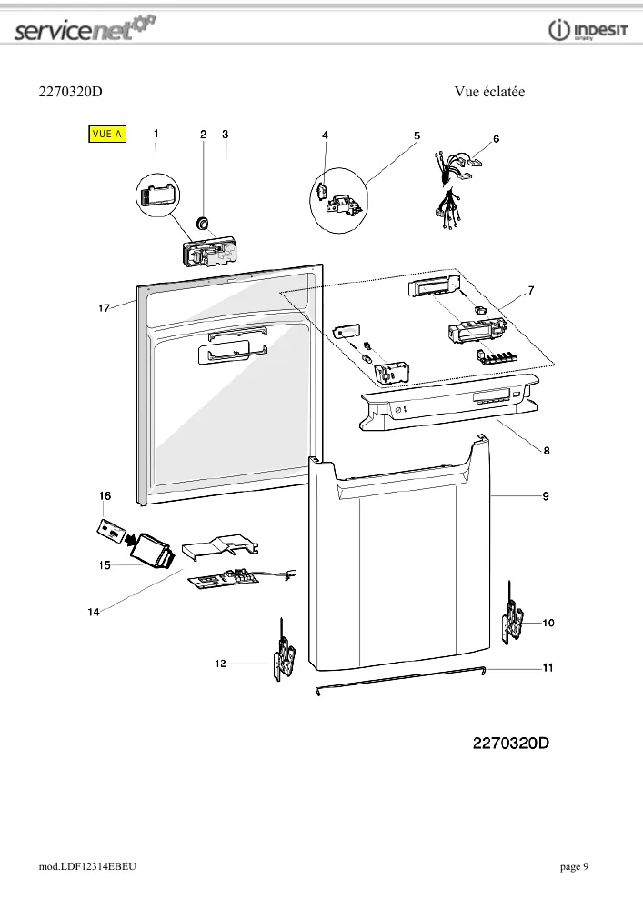 Vue éclatée HOTPOINT-ARISTON LDF12314EBEU 073615