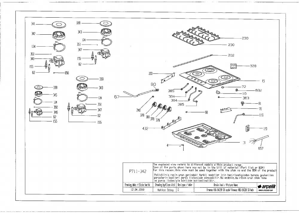 Vue éclatée BEKO HIG64220AV 7753987602
