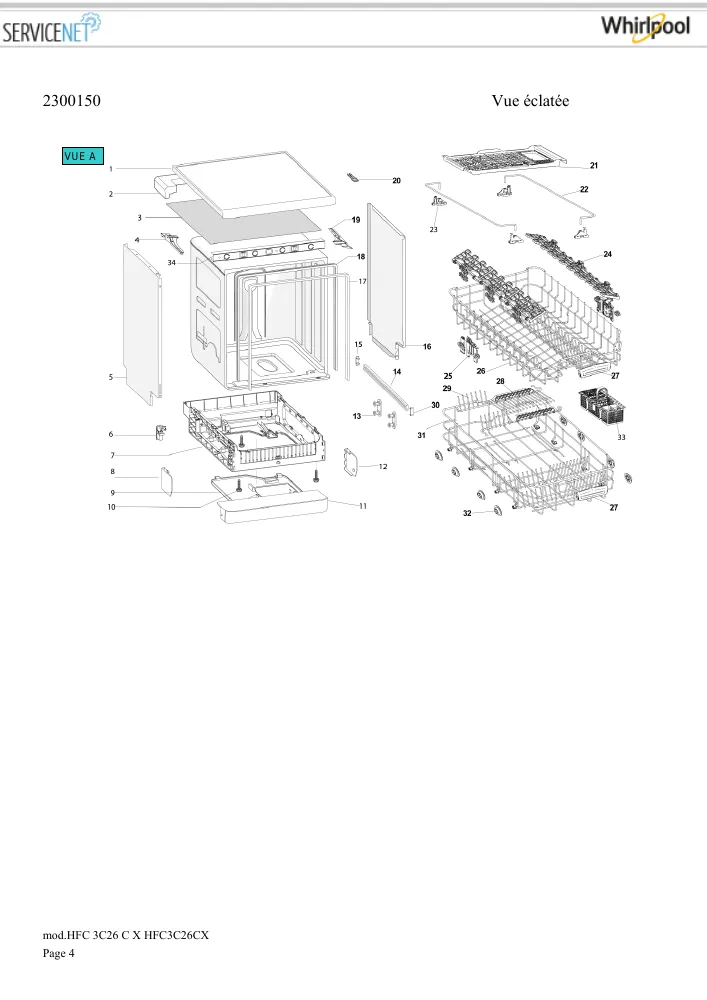 Vue éclatée HOTPOINT-ARISTON HFC3C26CX 105515