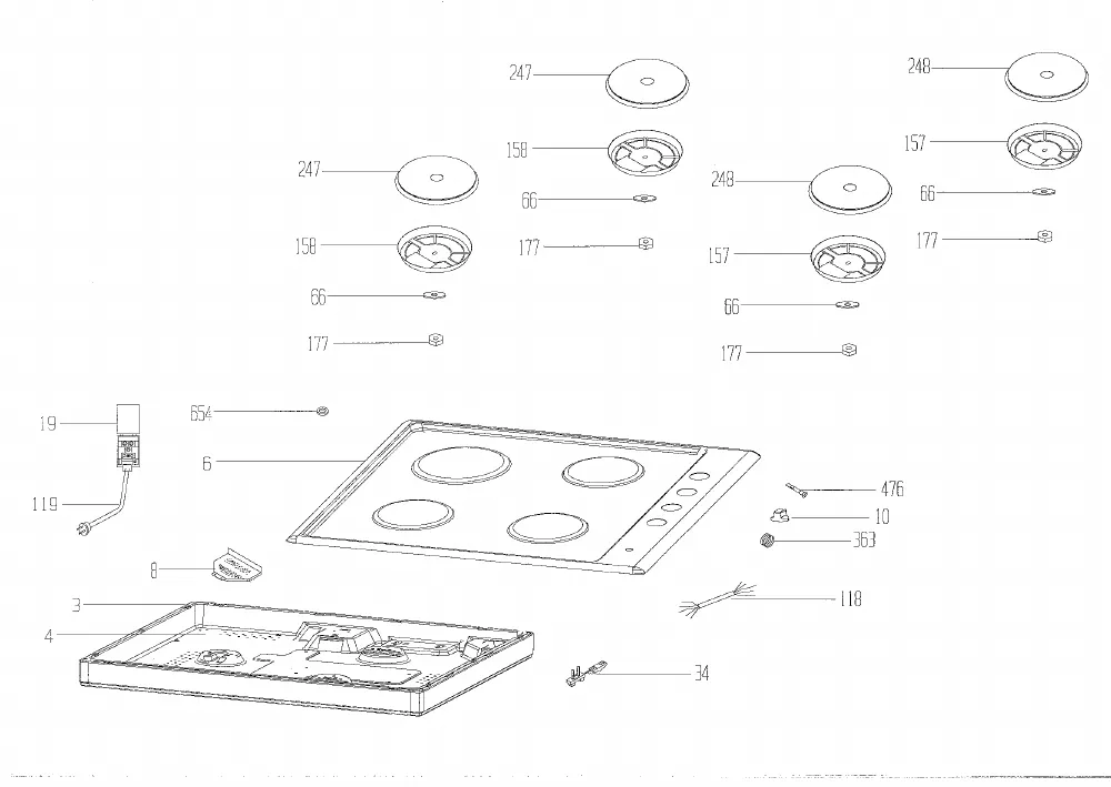 Vue éclatée BEKO HIZE64100X 7768687651