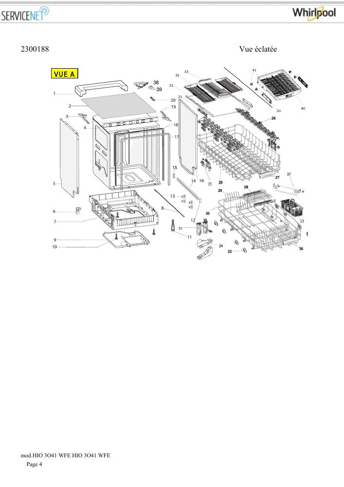 Vue éclatée HOTPOINT-ARISTON HIO3O41WFE 161363