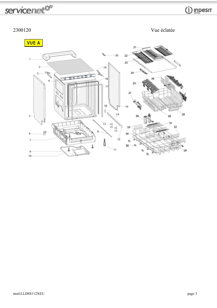 Vue éclatée HOTPOINT-ARISTON LLD8S112XEU 86220
