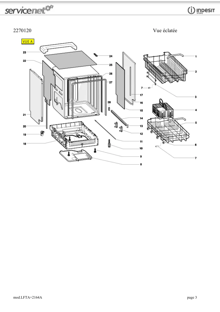 Vue éclatée HOTPOINT-ARISTON LFTA+2164A 74838