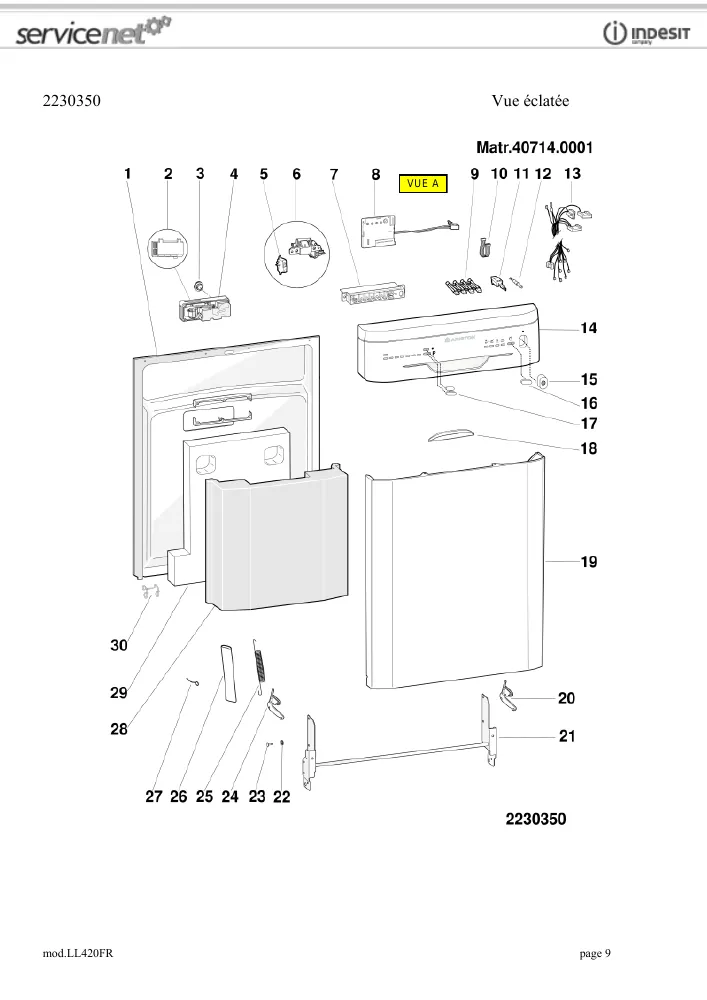 Vue éclatée HOTPOINT-ARISTON LL420FR 30397