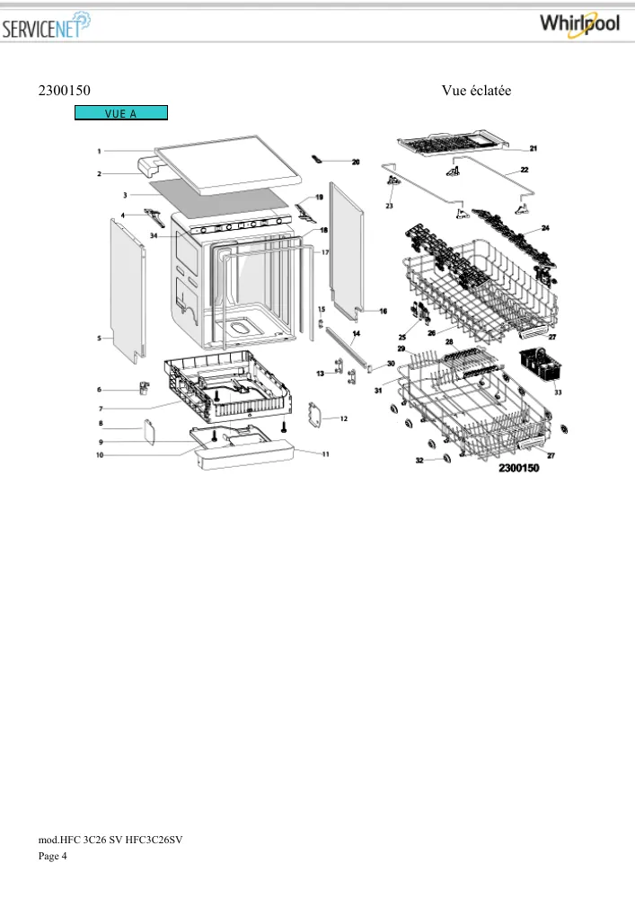 Vue éclatée HOTPOINT-ARISTON HFC3C26SV 105335