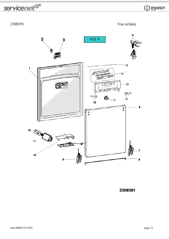 Vue éclatée HOTPOINT-ARISTON HBO3T21WX 153133