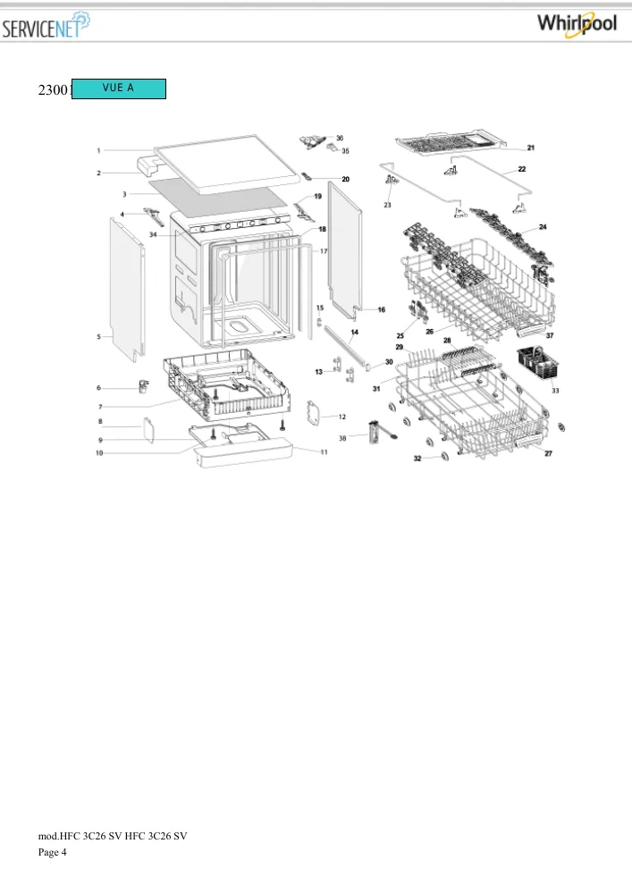 Vue éclatée HOTPOINT-ARISTON HFC3C26SV 160574