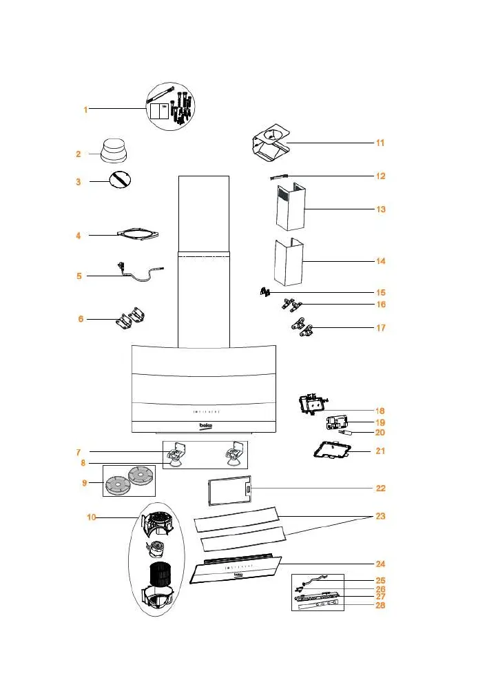 Vue éclatée BEKO HCA62641BH 8891863200