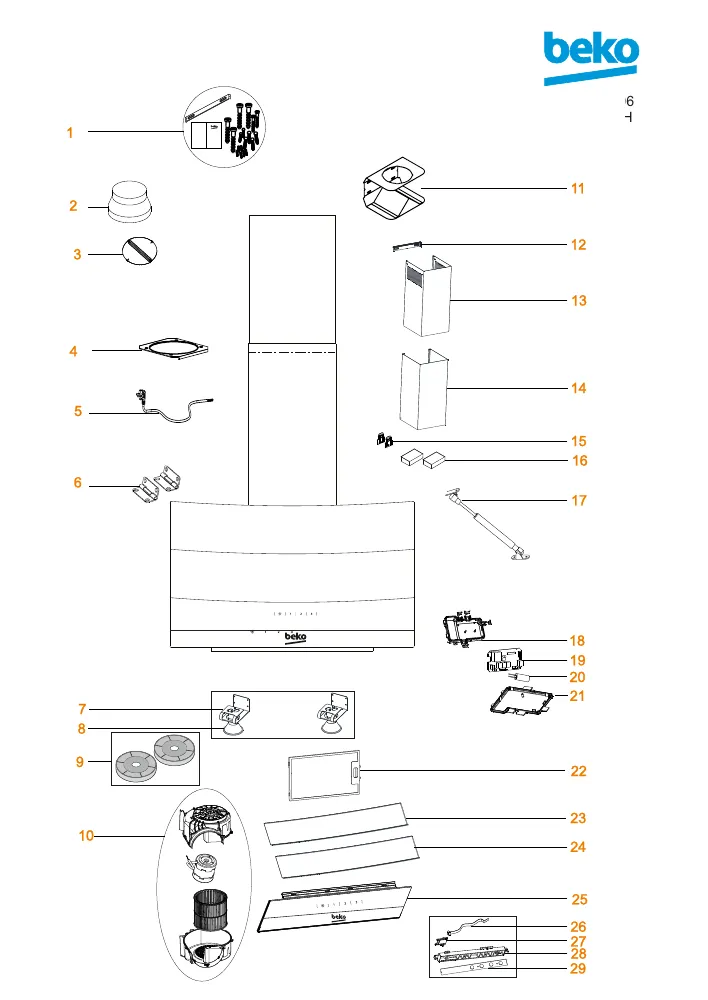 Vue éclatée BEKO HCA92641BH 8891883200