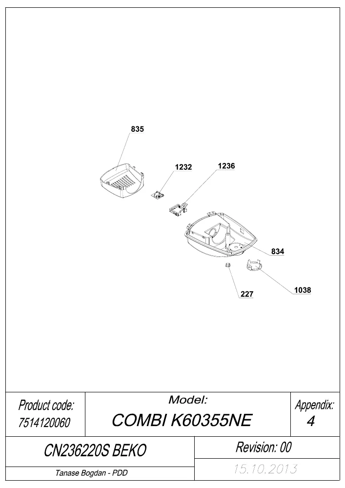 Vue éclatée BEKO CN236220S 7514120060