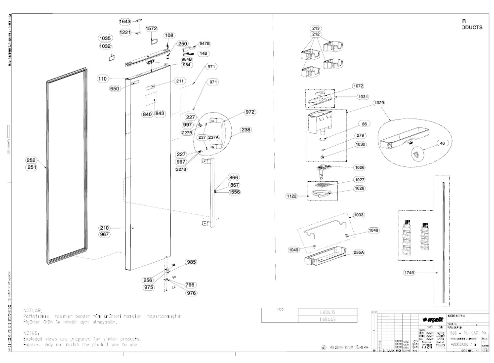 Vue éclatée BEKO RFNE290I31W 7279740511