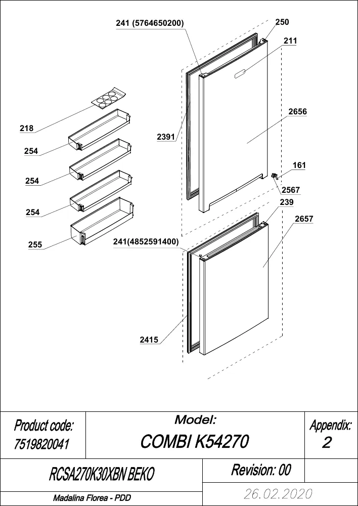 Vue éclatée BEKO RCSA270K30XBN 7519820041