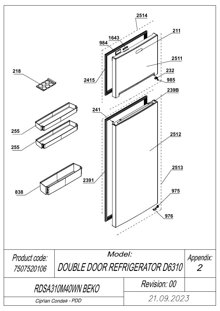 Vue éclatée BEKO RDSA310M40WN 7507520106