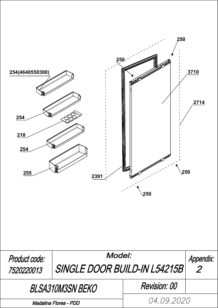 Vue éclatée BEKO BLSA310M3SN 7520220013