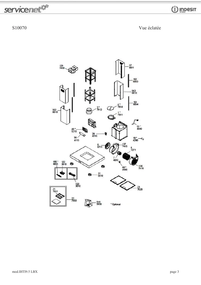 Vue éclatée HOTPOINT-ARISTON HIBS97FLBX 95068