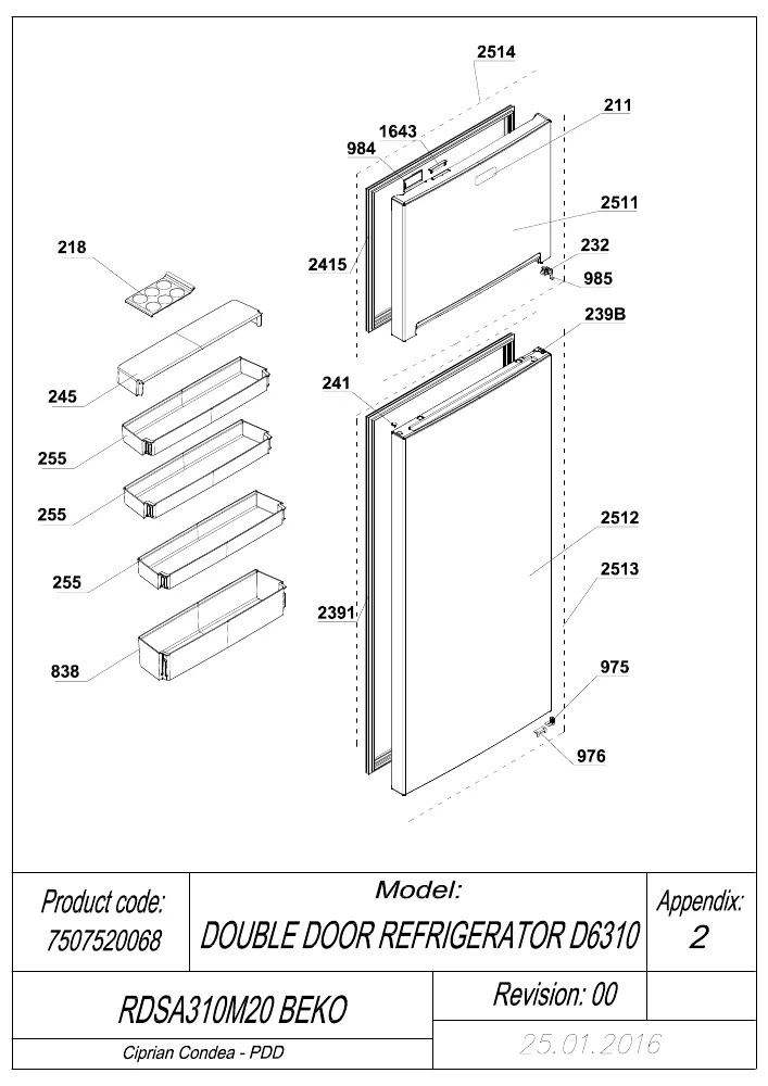 Vue éclatée BEKO RDSA310M20 7507520068