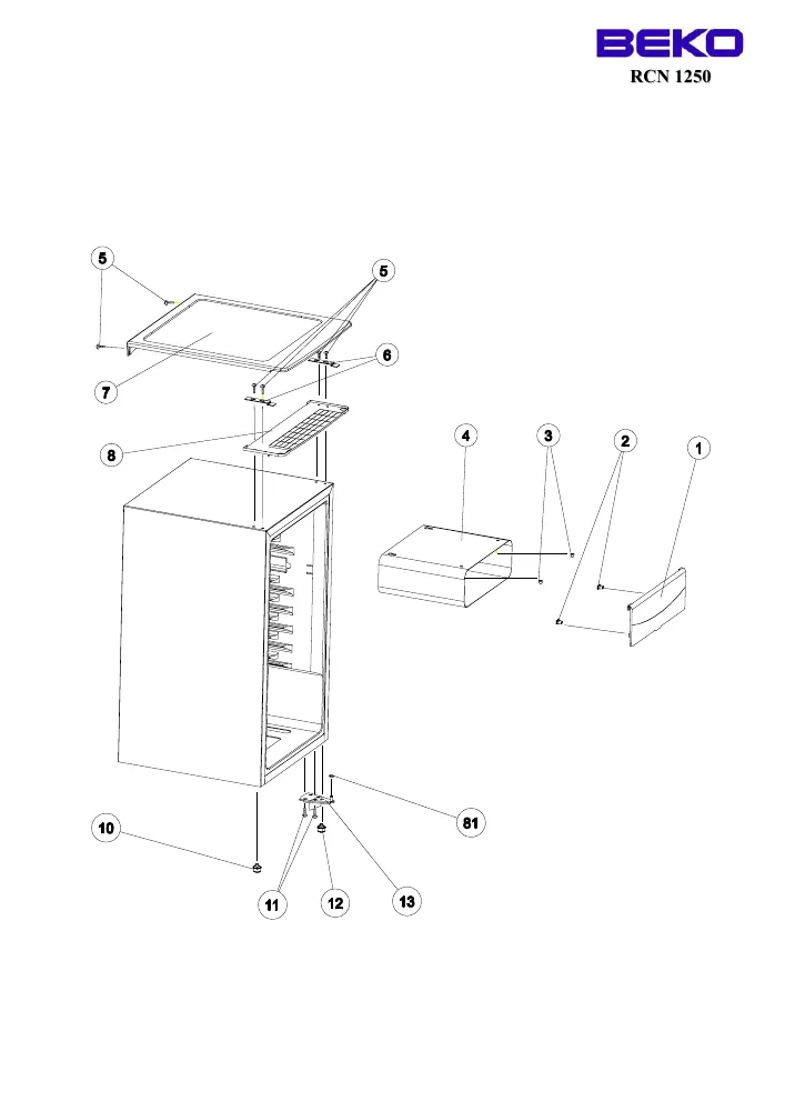 Vue éclatée BEKO RCN1255A 7924031200