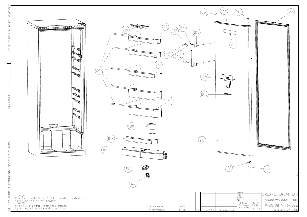 Vue éclatée BEKO RSSE265K20W 7294748700