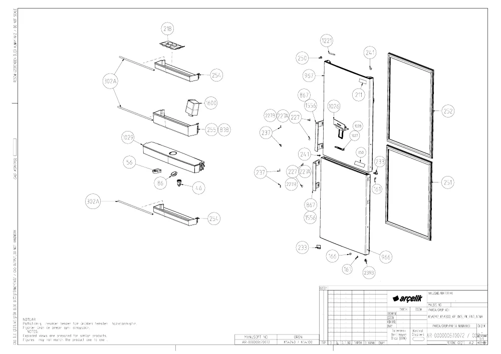 Vue éclatée BEKO RCHE300K30WN 7294843712