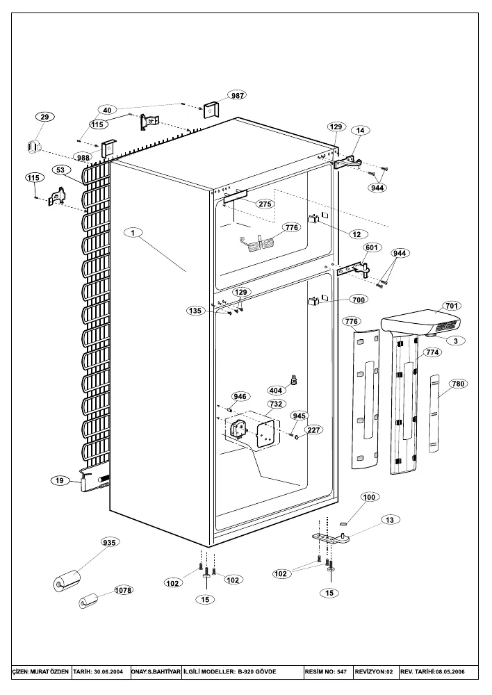 Vue éclatée BEKO DNE44080 7200747613