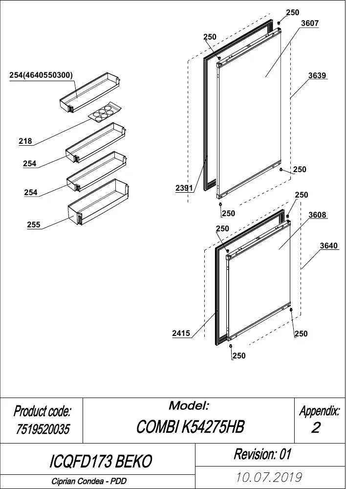 Vue éclatée BEKO ICQFD173 7519520035