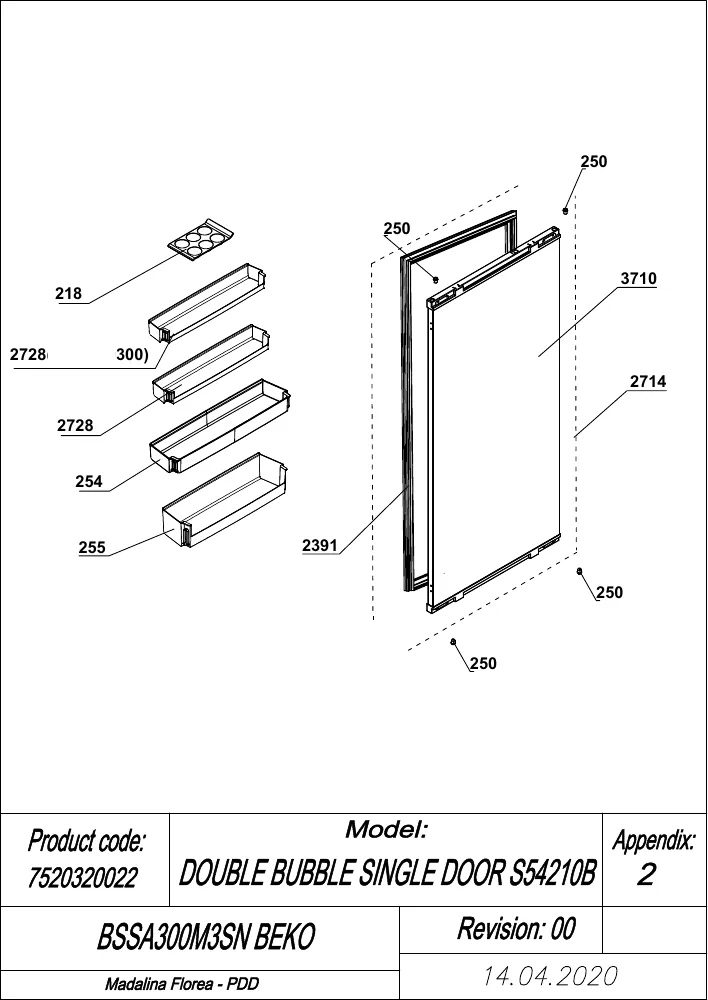 Vue éclatée BEKO BSSA300M3SN 7520320022