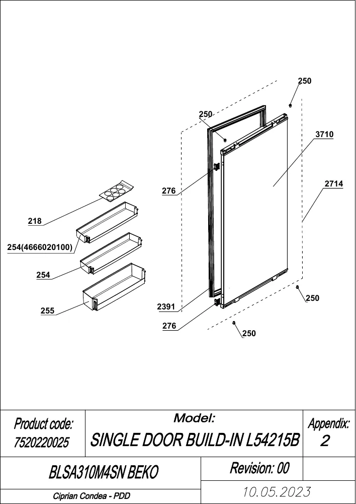 Vue éclatée BEKO BLSA310M4SN 7520220025