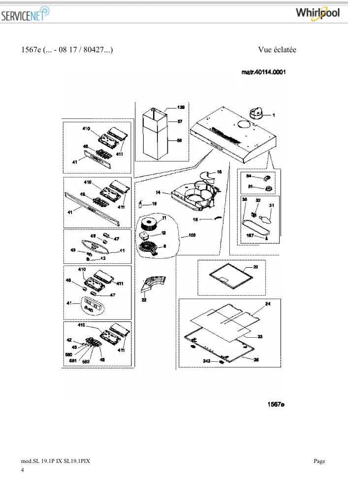 Vue éclatée HOTPOINT-ARISTON SL19.1PIX 030098