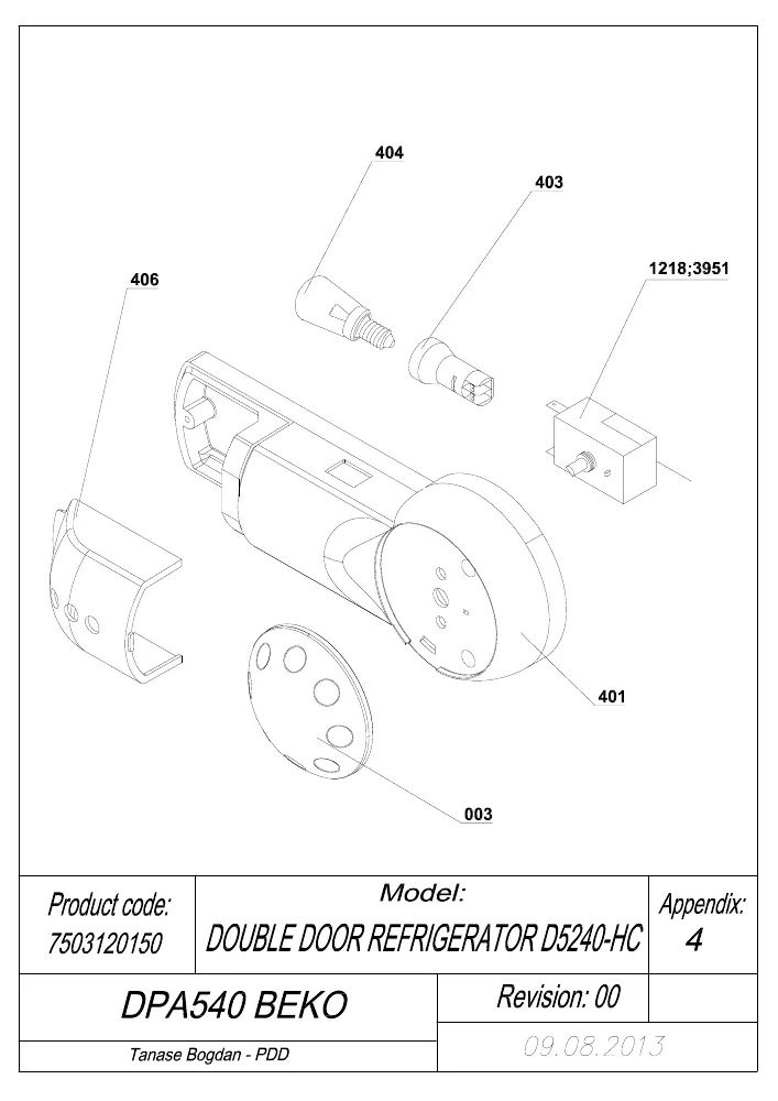 Vue éclatée BEKO DPA540 7503120150