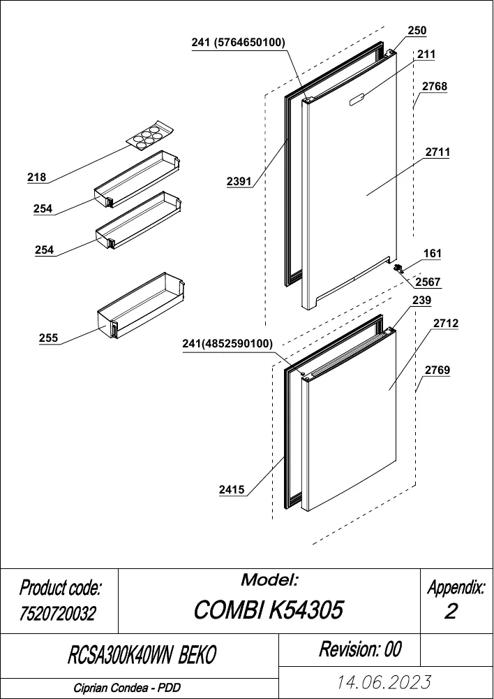 Vue éclatée BEKO RCSA300K40WN 7520720032