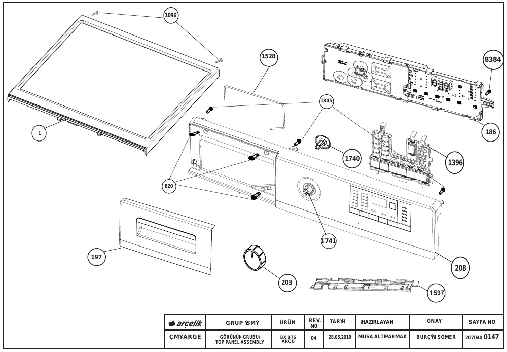 Vue éclatée BEKO WTE7412XWW 7176647100