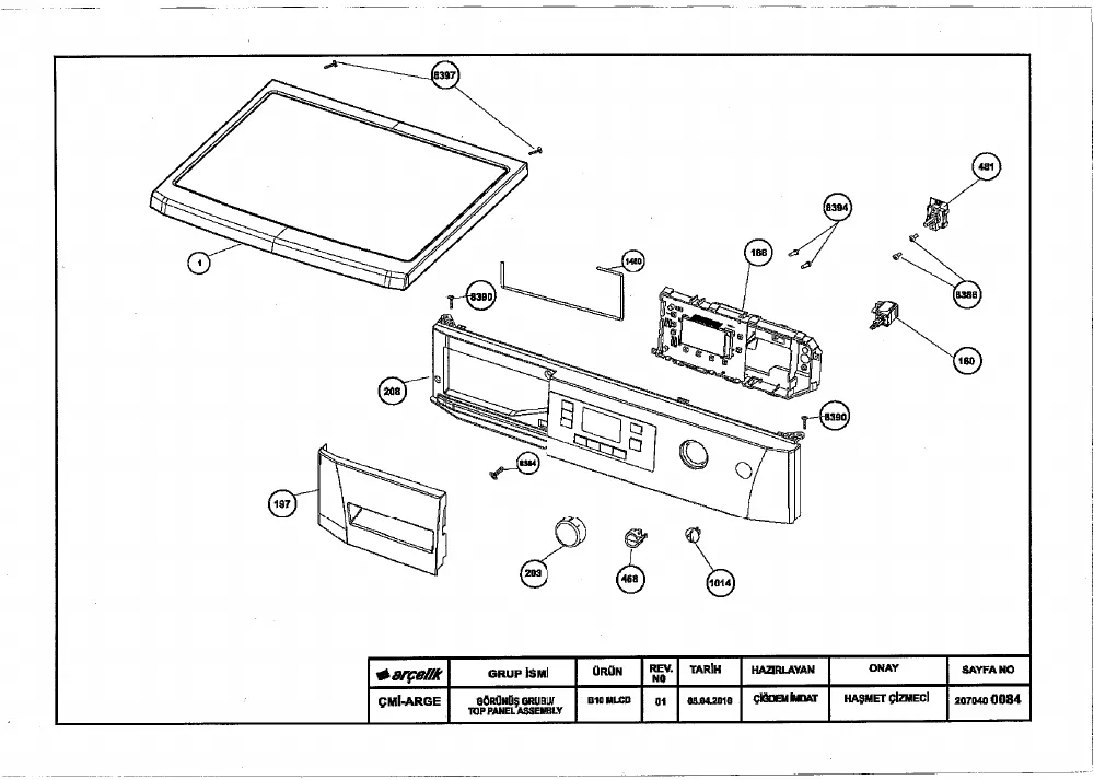 Vue éclatée BEKO WMB91242 7177083800