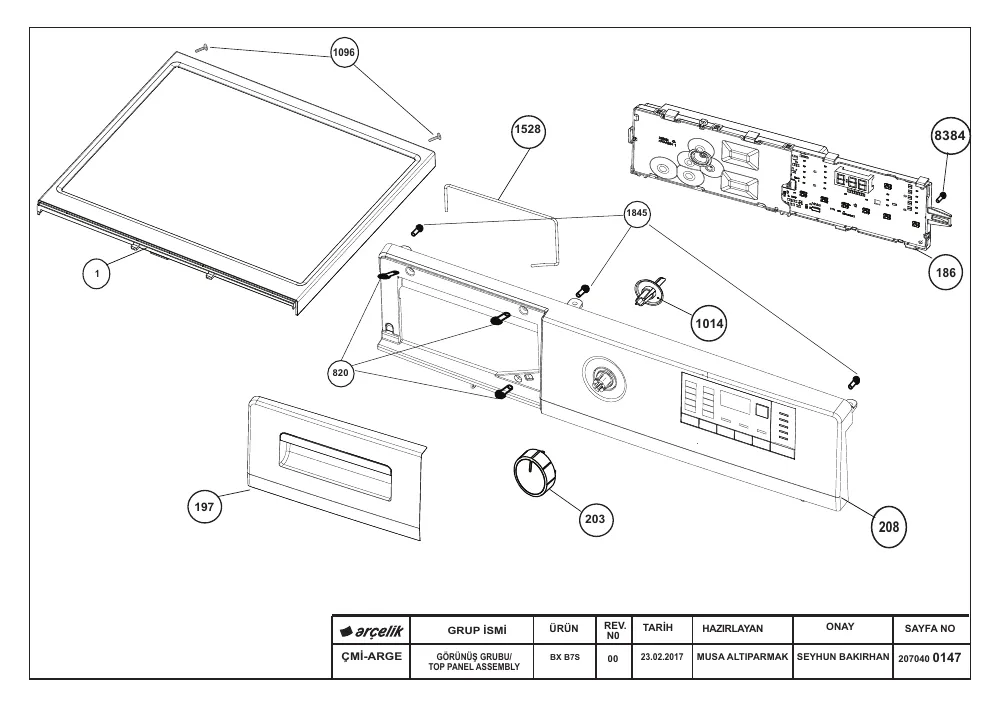 Vue éclatée BEKO LLF07W15 7176645500