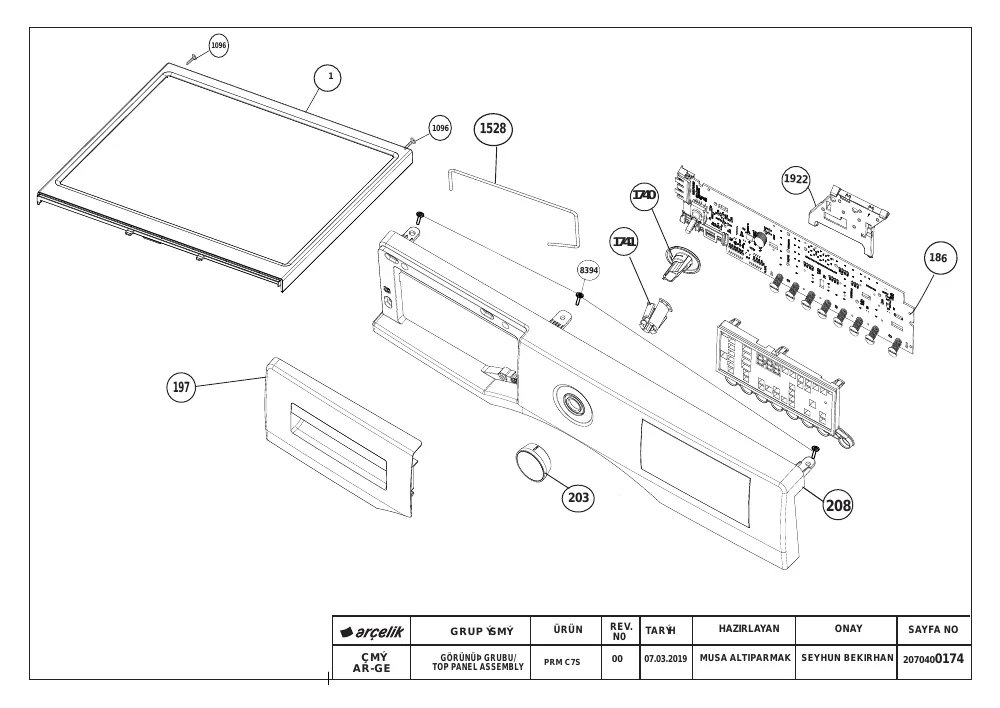 Vue éclatée BEKO HTV854WHT 7162544700