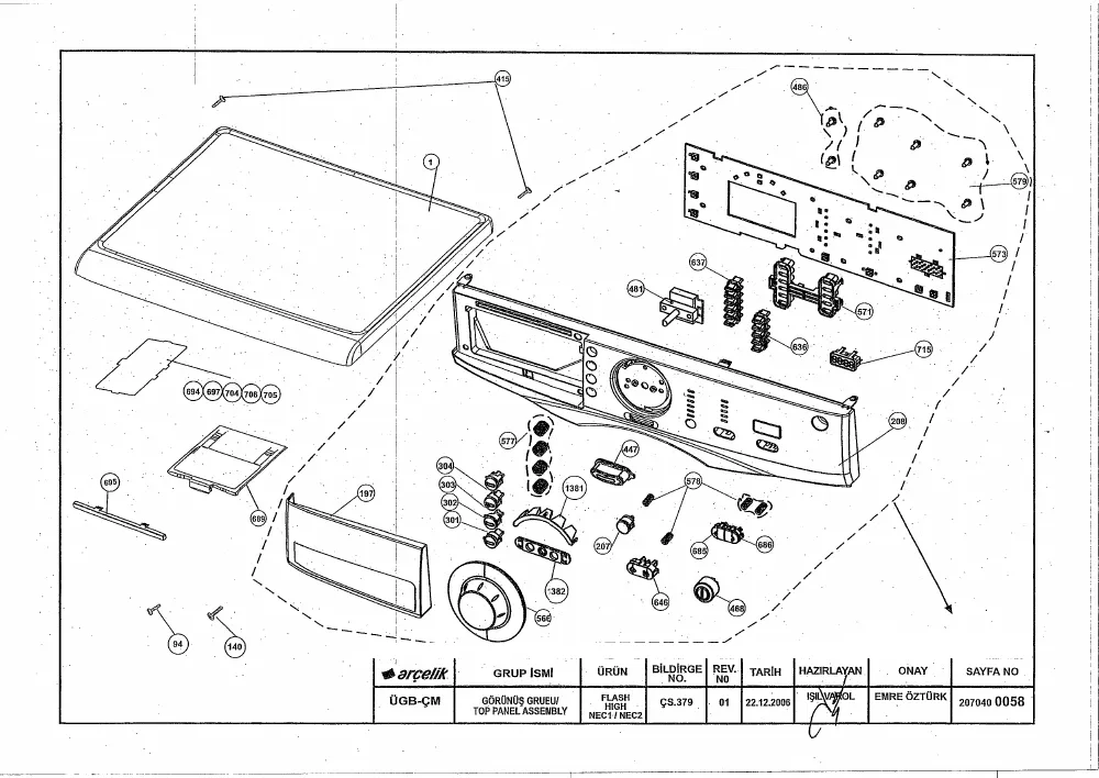 Vue éclatée BEKO WM5552TS 7118481100