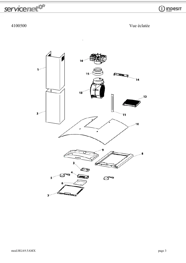 Vue éclatée HOTPOINT-ARISTON HGA9.5AMX HGA95AMX 82252