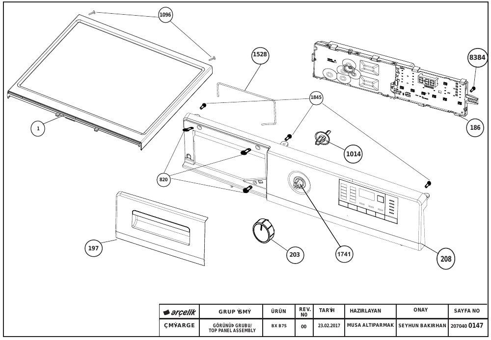 Vue éclatée BEKO LLF10W3 7178841300