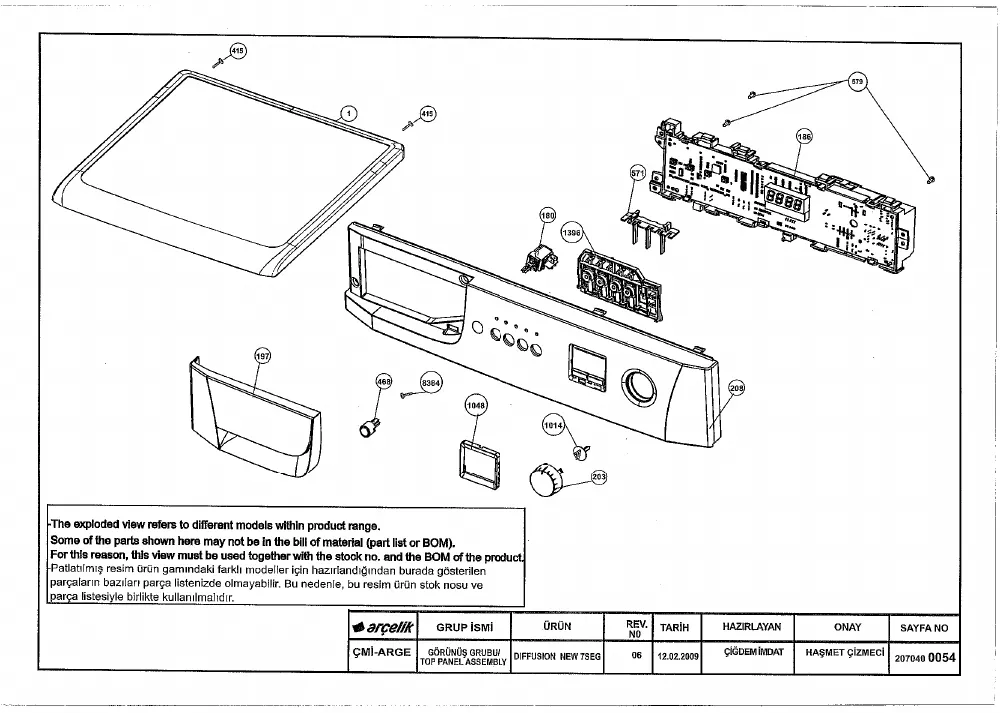 Vue éclatée BEKO WMD67120 7146582000