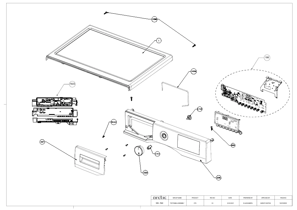 Vue éclatée BEKO WUE8726XST 7001440094